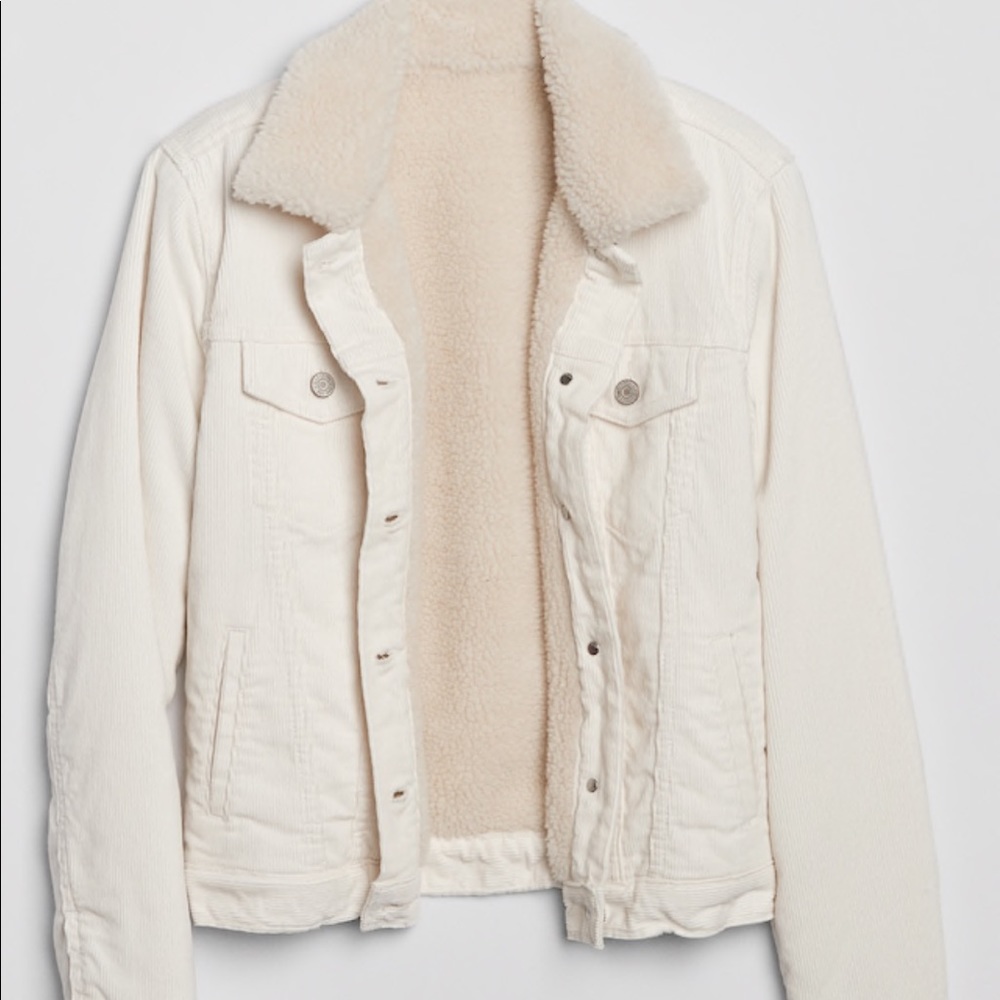 Sherpa lined cream jean jacket